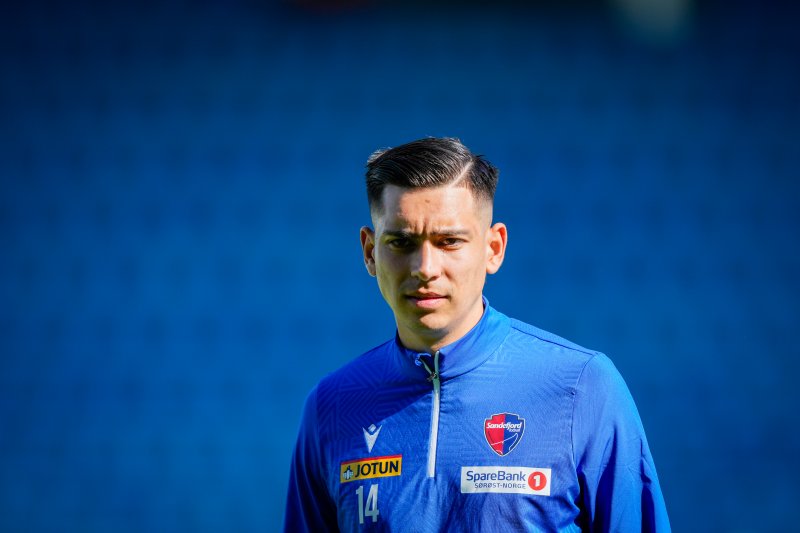 Sandefjords Danilo Andres Al-Saed før eliteseriekampen i fotball mellom Sandefjord og Molde på Jotun Arena.Foto: Fredrik Varfjell / NTB