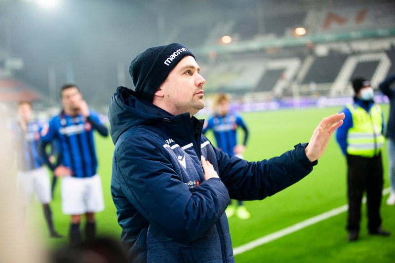 Skien 20211212. Stabæks trener Eirik Kjønø etter eliteseriekampen i fotball mellom Odd og Stabæk på Skagerak arena.Foto: Trond R. Teigen / NTB