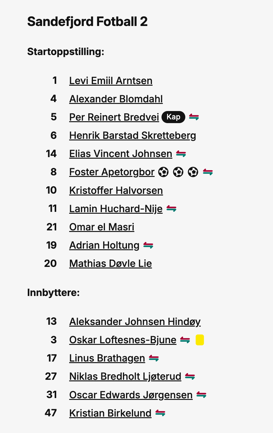 Skjermdump fra fotball.no