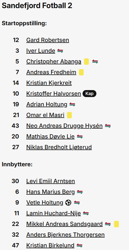 Skjermdump fra fotball.no