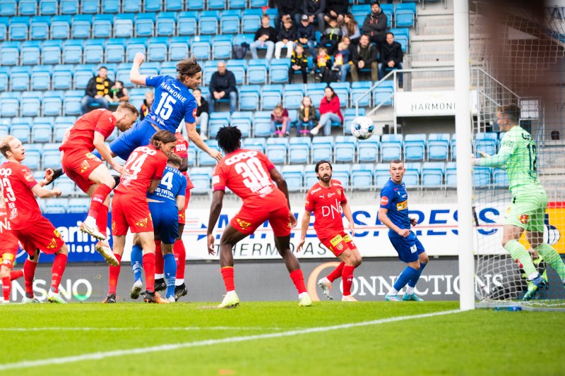 Jesper Taaje scorer for Sandefjord i eliteseriekampen i fotball mellom Sandefjord og Lillestrøm på Release Arena.Foto: Trond Reidar Teigen / NTB