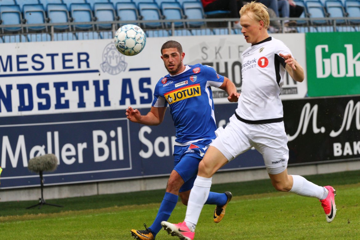 Andrew Eleftheriou spilte sin første kamp for Sandefjord Fotball. (Foto: Torstein Flåm)